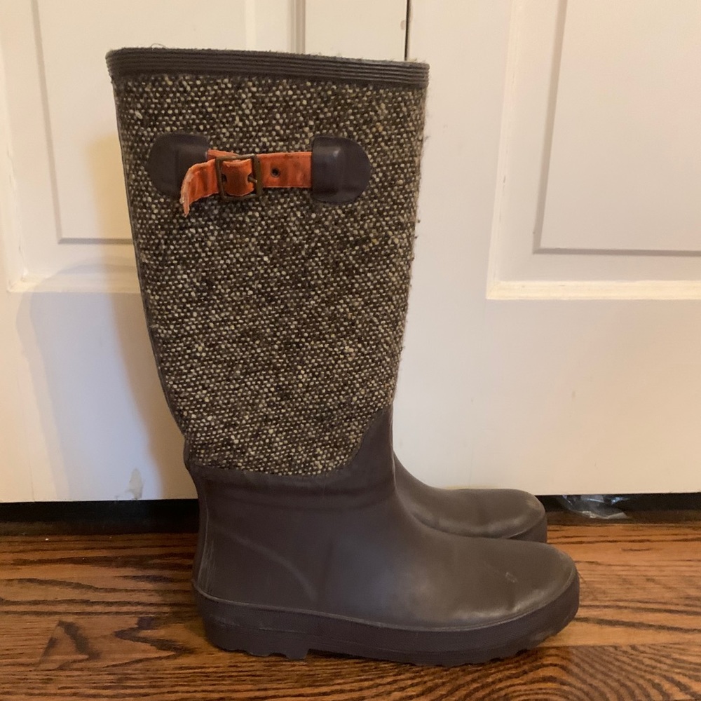 J.Crew Brown Tweed Rain Boot